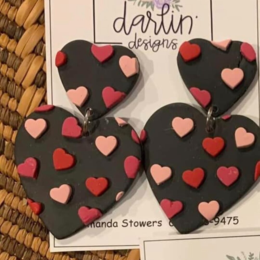 Heart Clay Dangle Earrings